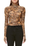 AFRM JORDAN LEOPARD PRINT LONG SLEEVE CROP TOP,AET036658