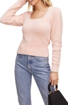 Astr Fuzzy Crop Sweater In Pink