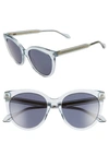 Gucci 54mm Cat Eye Sunglasses In Transp Lt Blue/ Blue Solid
