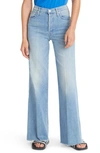 MOTHER THE TOMCAT ROLLER HIGH WAIST FRAY WIDE LEG JEANS,1225-595