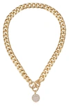 Ettika Women's Crystal Disc Charm 18k Gold-plated Chain Necklace In Gold