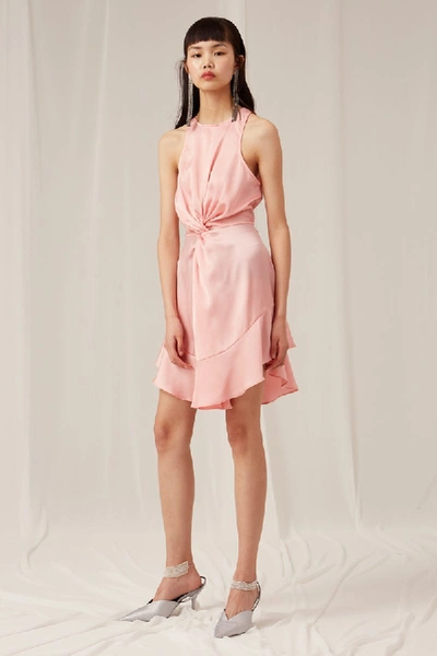 Keepsake These Days Satin Twist Detail Mini Dress In Candy-pink