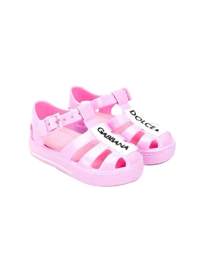 Dolce & Gabbana Kids' Logo Jelly Rubber Sandals In Rosa