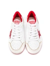 Golden Goose Sneakers Bianche Super Star In Pelle In Bianco/rosso