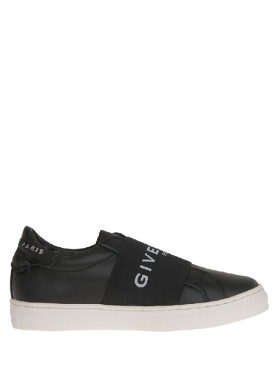 Givenchy Kids' Slip-on Leather Sneakers W/ Logo Strap In Black