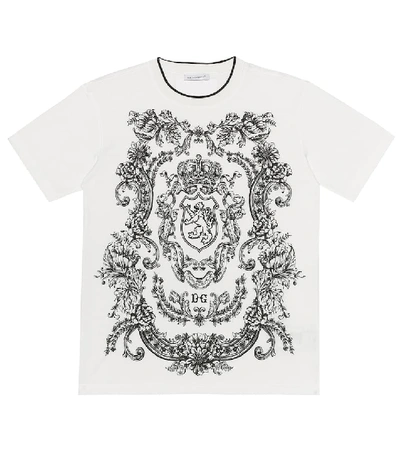 Dolce & Gabbana Kids' Lion Print Cotton Jersey T-shirt In Panna