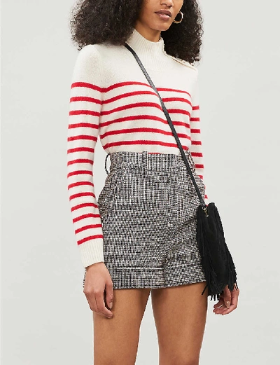 Maje Montsi Striped Cashmere Sweater In Ecru