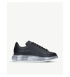 ALEXANDER MCQUEEN MENS BLACK SHOW TRANSPARENT-SOLE LEATHER TRAINERS 8