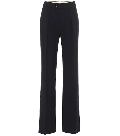 Chloé Mid-rise Wide-leg Wool-blend Trousers In Black