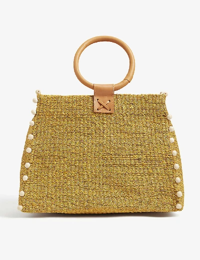 Aranaz Perry Raffia Box Bag