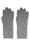 Carolyn Rowan Accessories Crystal Embellished Cashmere Gloves In Light Heather Grey