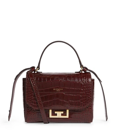 Givenchy Mini Croc-embossed Leather Eden Cross-body Bag In Burgundy