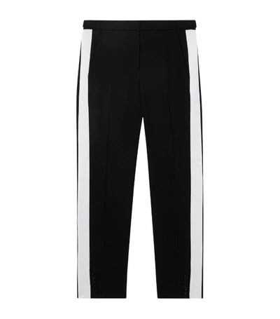 Burberry Side Stripe Wool Tailored Trousers In Black