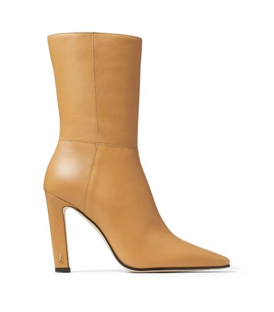 Jimmy Choo Merle 100 Square-toe Leather Ankle Boots In Brown