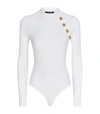 BALMAIN HIGH-NECK EMBELLISHED BODYSUIT,14977926