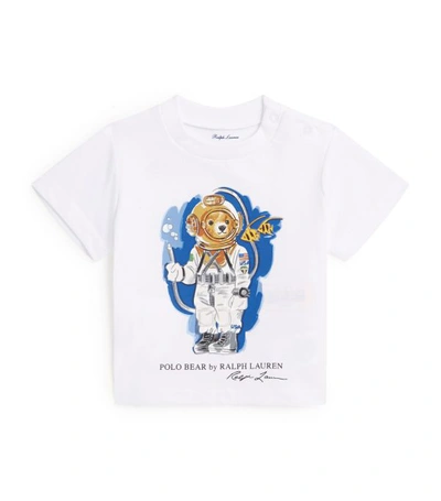 Ralph Lauren Babies' Astronaut Teddybear Print T-shirt In White