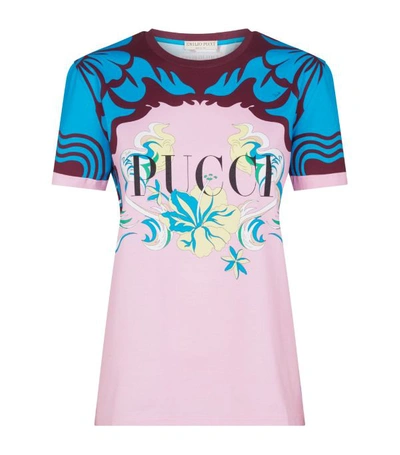 Emilio Pucci Logo Floral Print T-shirt In Pink