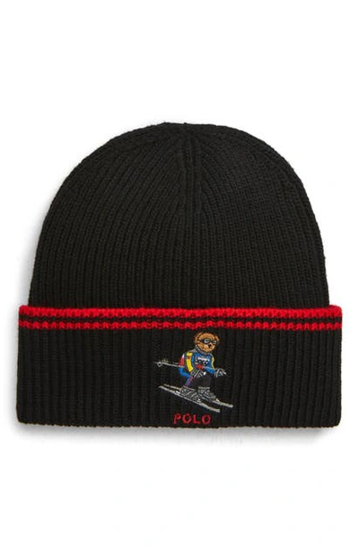Polo Ralph Lauren Extreme Bear Ski Hat In Black/red