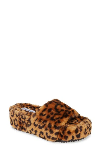 Steve Madden Fabfuzz Faux Fur Platform Slipper In Leopard Print
