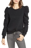 Rebecca Minkoff Janine Pleated-shoulder Sweatshirt In True Black