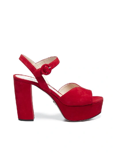 Prada Platform Sandals In Red