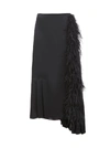 PRADA PRADA FEATHER DETAIL MIDI SKIRT