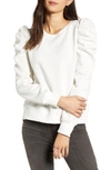 Rebecca Minkoff Janine Pleated Shoulder Sweatshirt In Ecru