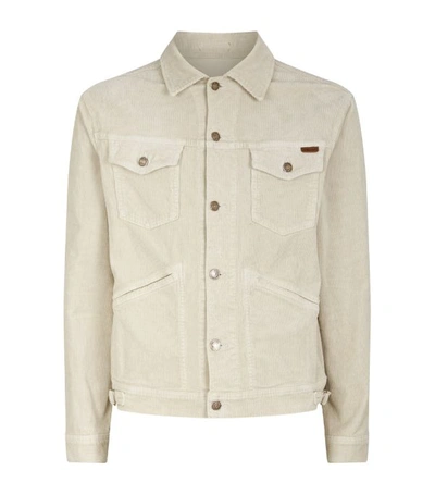 Tom Ford Slim-fit Washed Cotton-blend Corduroy Trucker Jacket In Gray