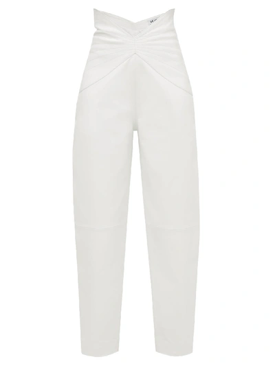 Attico Butterfly-insert High-waist Leather Trousers In White