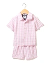 PETITE PLUME KID'S GINGHAM PAJAMA SET W/ CONTRAST PIPING,PROD147310119