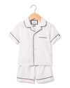 Petite Plume Kid's Classic Pajama Set W/ Contrast Piping In Navy Piping