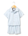Petite Plume Unisex Classic Sleep Shorts Set - Baby, Little Kid, Big Kid In Light Blue Gingham