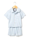 Petite Plume Kid's Gingham Pajama Set W/ Contrast Piping In Blue