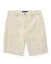 Polo Ralph Lauren Boy's Logo Embroidered Flat Front Chino Shorts In Sand