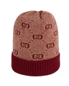 Gucci Gg Knit Baby Beanie Hat In Bordeaux