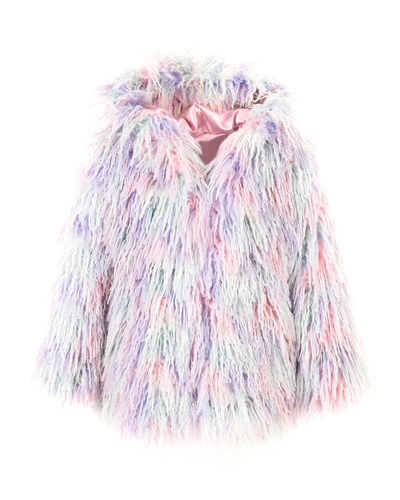 Fabulous Furs Kids' Faux Fur Hooded Coat In Cotton Candy