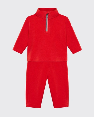 Moncler Kids' Half-zip Jacket W/ Matching Sweatpants In Red