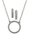 Helena Kids' Girl's Sterling Silver Cubic Zirconia Circle Necklace W/ Matching Hoop Earrings Set
