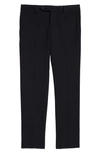 Tallia Solid Wool Blend Flat Front Trousers In Navy