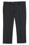 Tallia Solid Wool Blend Flat Front Trousers In Black