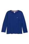 Lacoste Kids' Long Sleeve T-shirt In Captain Blue