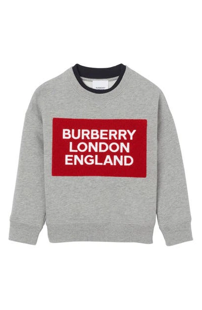 Burberry Kids' Mini Fabbio Logo Patch Sweatshirt In Grey