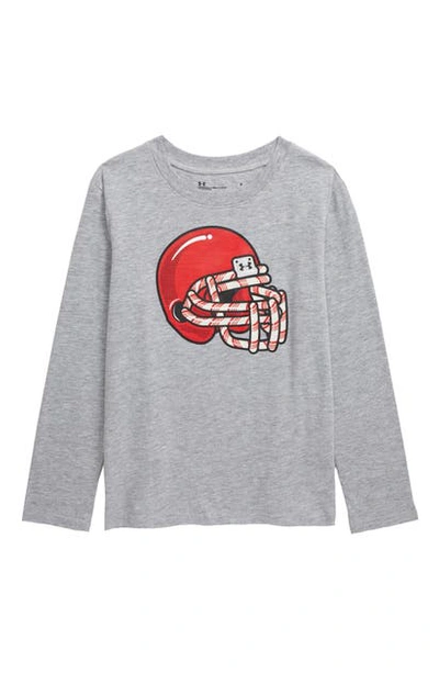 Under Armour Kids' Candy Cane Football Scented T-shirt In Mod Gray Heather