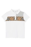 Burberry Kids' Signature Print Polo Shirt In White