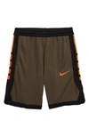 Nike Kids' Dry Elite Stripe Athletic Shorts In Medium Olive