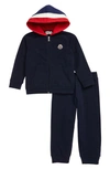 Moncler Boy's Molleton Hooded Jacket W/ Sweatpants In Navy