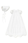 Kissy Kissy Girls' Scalloped Christening Gown & Bonnet Set - Baby In White