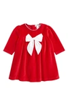 KISSY KISSY BOW LONG SLEEVE VELOUR DRESS,KGU02440I