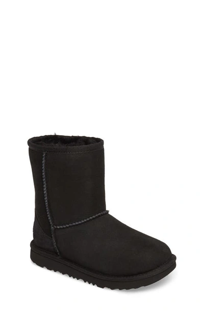 Ugg Kids' Classic Short Ii Water Resistant Genuine Shearling Boot In Black