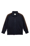 Fendi Boy's Track Jacket W/ Ff Taping In Navy